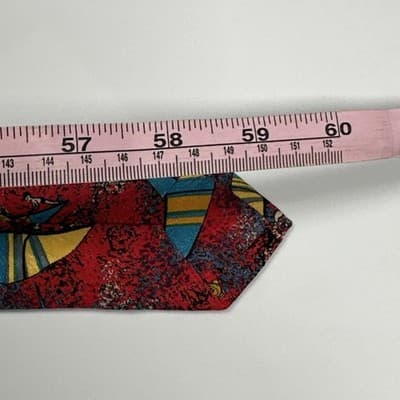 Brioni Silk Tie Mens Red Nautical Windsurfing Geometric Designer Vintage Italy - Thumbnail 8