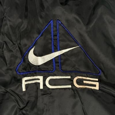 Nike ACG Jacket Womens Large Black Blue Hooded Full Zip Spell Out Vintage 90s - Thumbnail 7