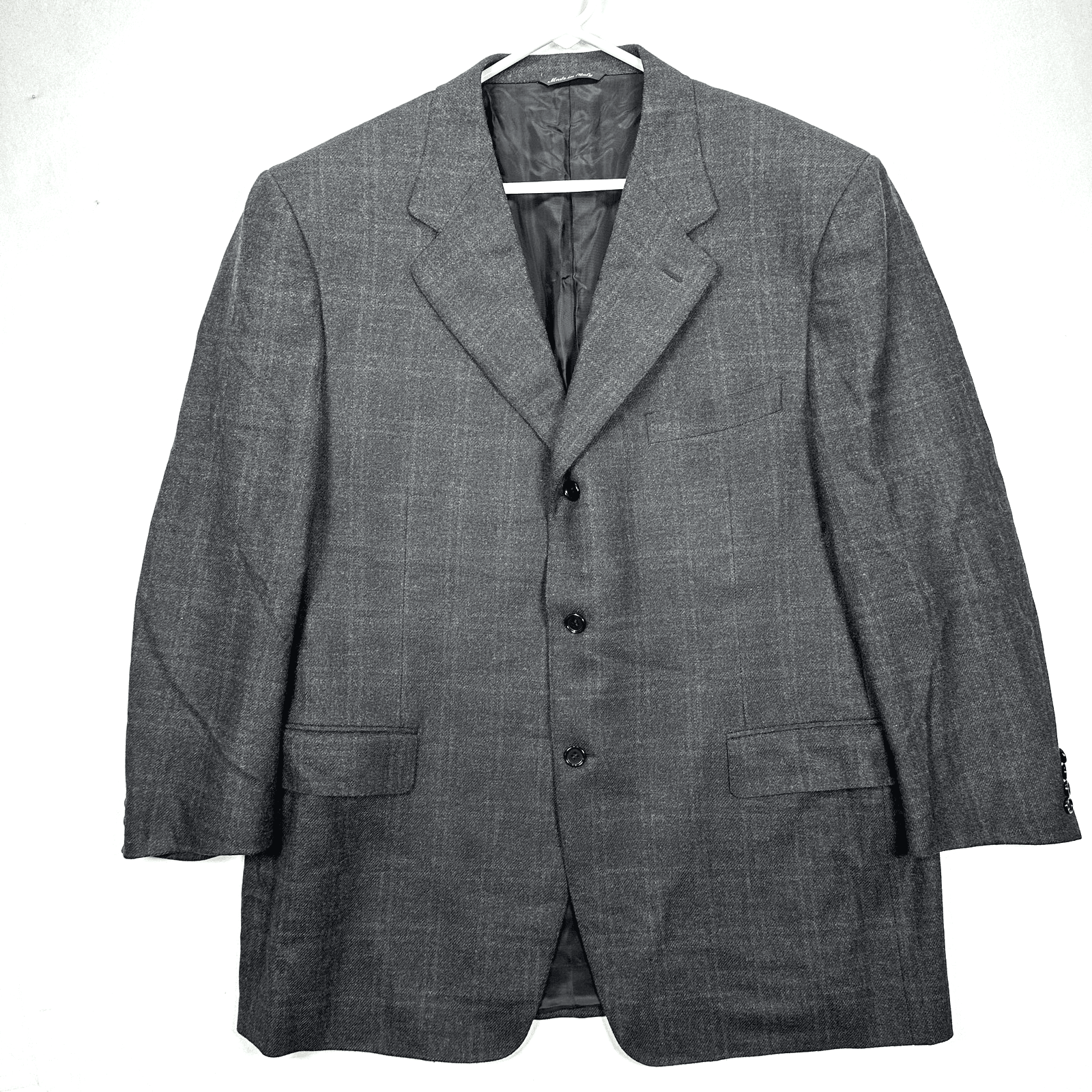 Canali Blazer Mens 46R Gray Windowpane Plaid Wool Cashmere Suit Jacket Italy - Image 1