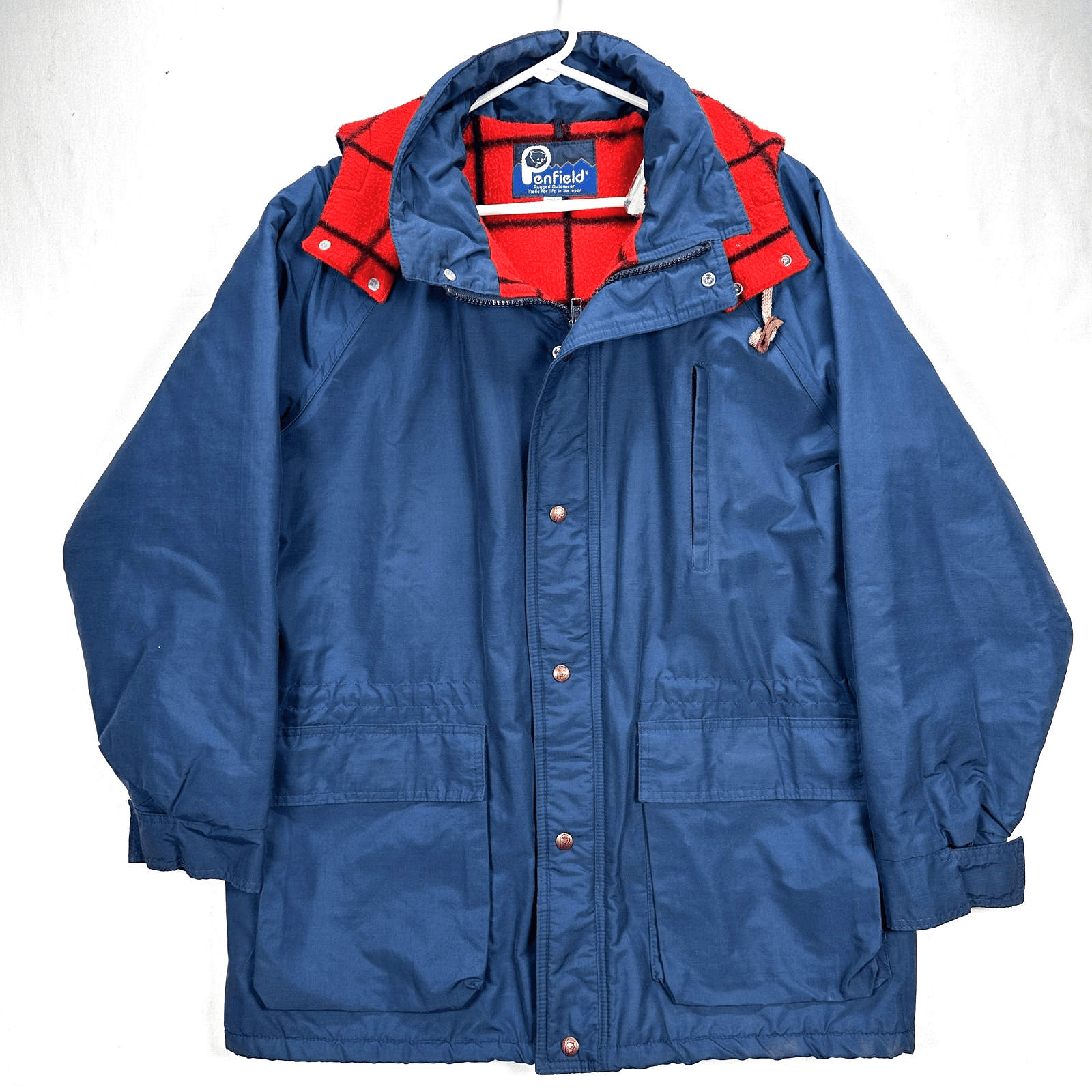 Vintage Penfield Parka Jacket Mens Large Blue Fleece Lined Zip Hooded USA 78421 - Image 1