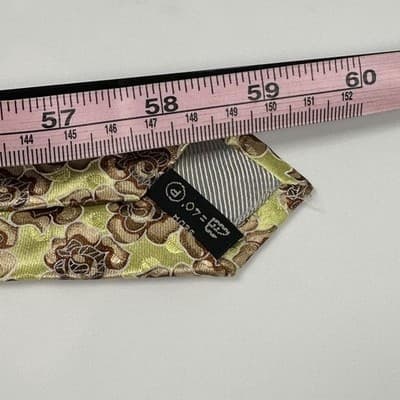 Ermenegildo Zegna Mens Silk Tie Lime Green Brown Floral Rose Made in Italy NWT - Thumbnail 8