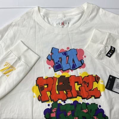 Jordan UNITE No Place Like Home Chicago Graffiti Long Sleeve Shirt CW1147 XL NEW - Thumbnail 3