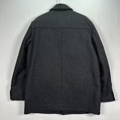 J. Crew University Coat Mens XL Black 100% Wool Thinsulate Lined Jacket EUC - Thumbnail 2