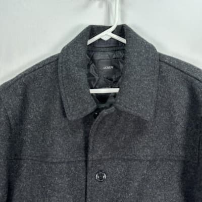 J. Crew University Coat Mens XL Black 100% Wool Thinsulate Lined Jacket EUC - Thumbnail 3