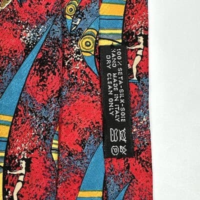 Brioni Silk Tie Mens Red Nautical Windsurfing Geometric Designer Vintage Italy - Thumbnail 6
