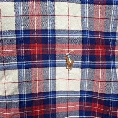 Ralph Lauren Oxford Shirt Mens XLT Tall Red Blue Plaid Short Sleeve Button Down - Thumbnail 4