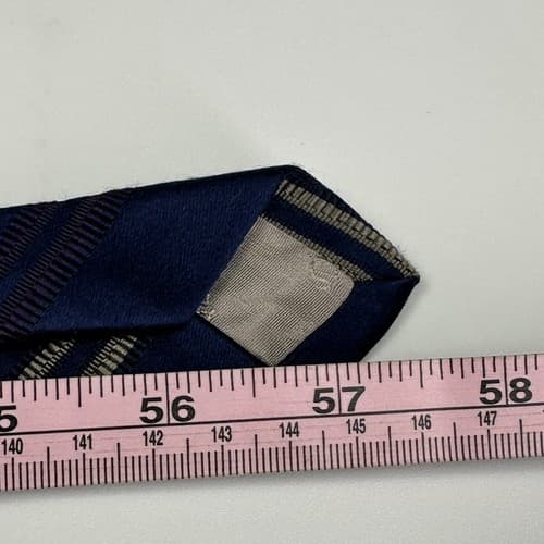 Ferrell Reed Mens Silk Blend Tie Navy Blue Diagonal Striped Necktie England - Thumbnail 9