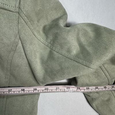 Robert Graham Mens Small Sage Green Faux Suede Field Jacket Quilted Lining Zip - Thumbnail 11