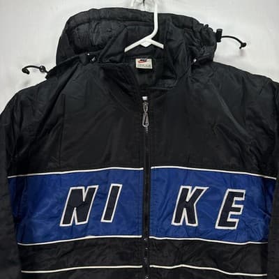 Nike ACG Jacket Womens Large Black Blue Hooded Full Zip Spell Out Vintage 90s - Thumbnail 3