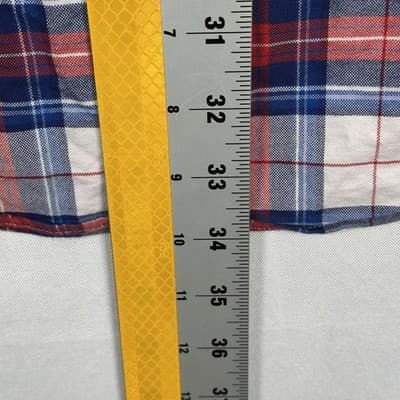 Ralph Lauren Oxford Shirt Mens XLT Tall Red Blue Plaid Short Sleeve Button Down - Thumbnail 8