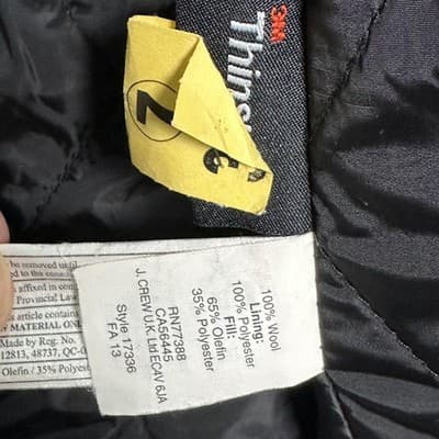 J. Crew University Coat Mens XL Black 100% Wool Thinsulate Lined Jacket EUC - Thumbnail 8