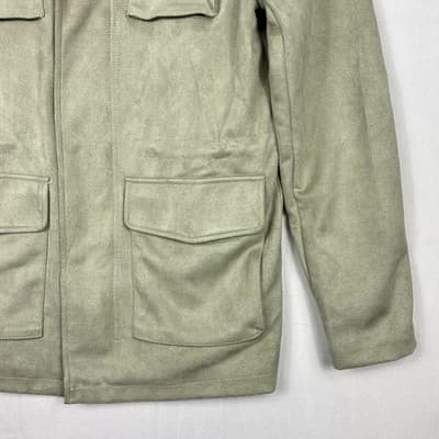 Robert Graham Mens Small Sage Green Faux Suede Field Jacket Quilted Lining Zip - Thumbnail 3