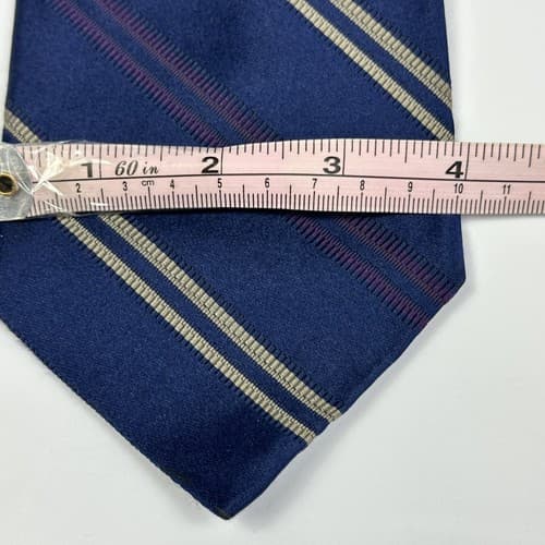 Ferrell Reed Mens Silk Blend Tie Navy Blue Diagonal Striped Necktie England - Thumbnail 8