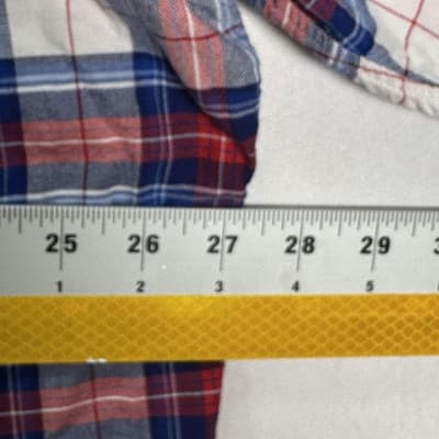 Ralph Lauren Oxford Shirt Mens XLT Tall Red Blue Plaid Short Sleeve Button Down - Thumbnail 9