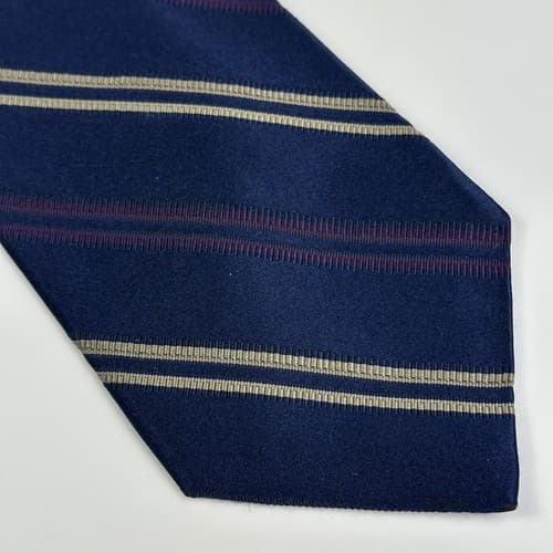 Ferrell Reed Mens Silk Blend Tie Navy Blue Diagonal Striped Necktie England - Thumbnail 3