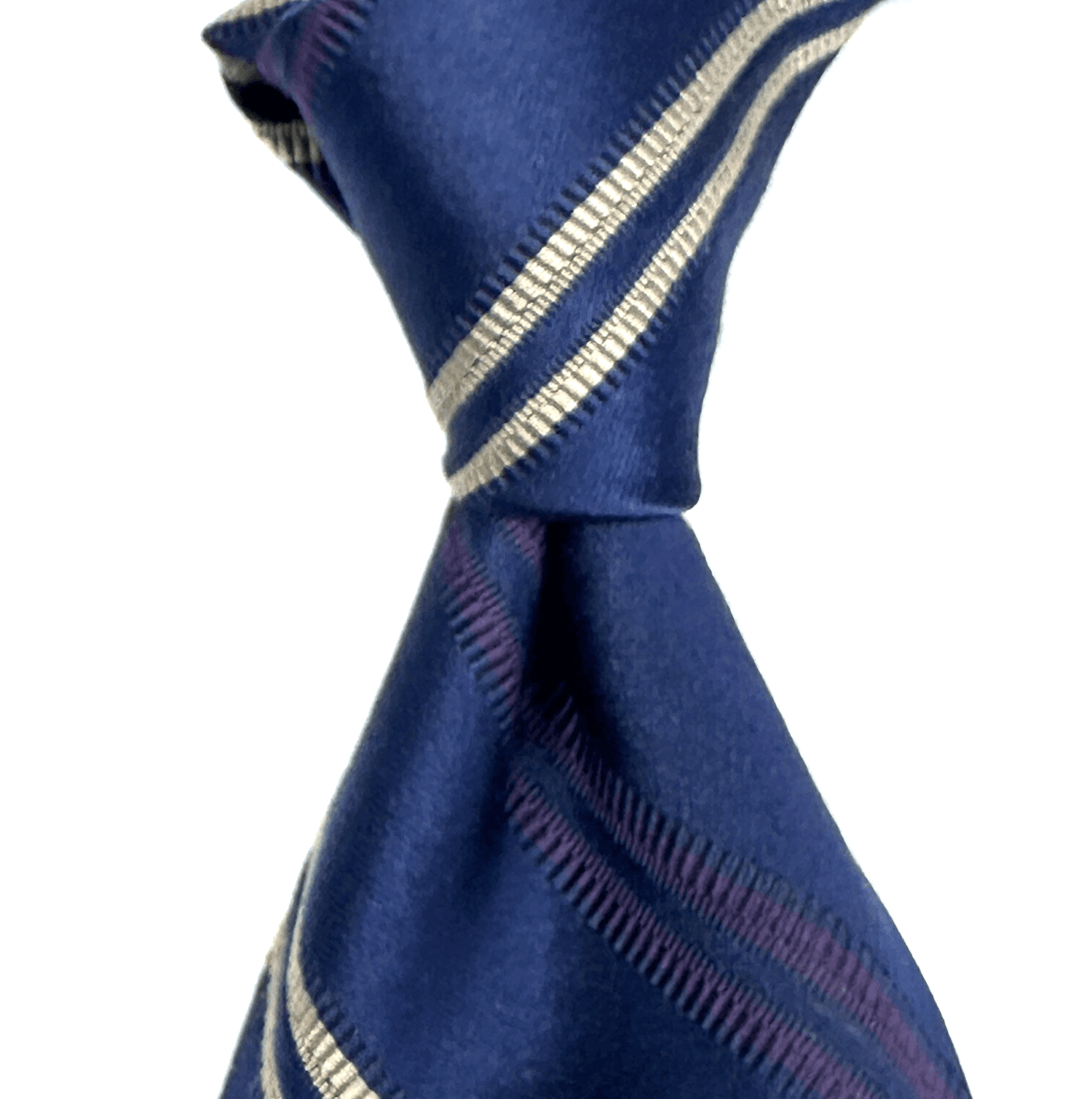 Ferrell Reed Mens Silk Blend Tie Navy Blue Diagonal Striped Necktie England - Image 1