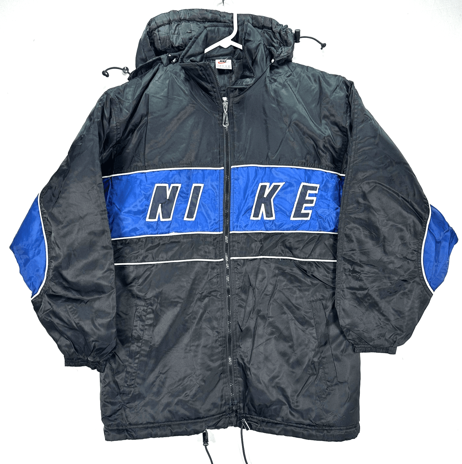 Nike ACG Jacket Womens Large Black Blue Hooded Full Zip Spell Out Vintage 90s - Image 1
