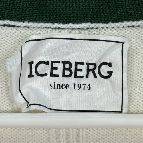 Iceberg Gilmar Wool Cardigan Sweater Womens Small Stripe Made Italy Vintage 90's - Thumbnail 6