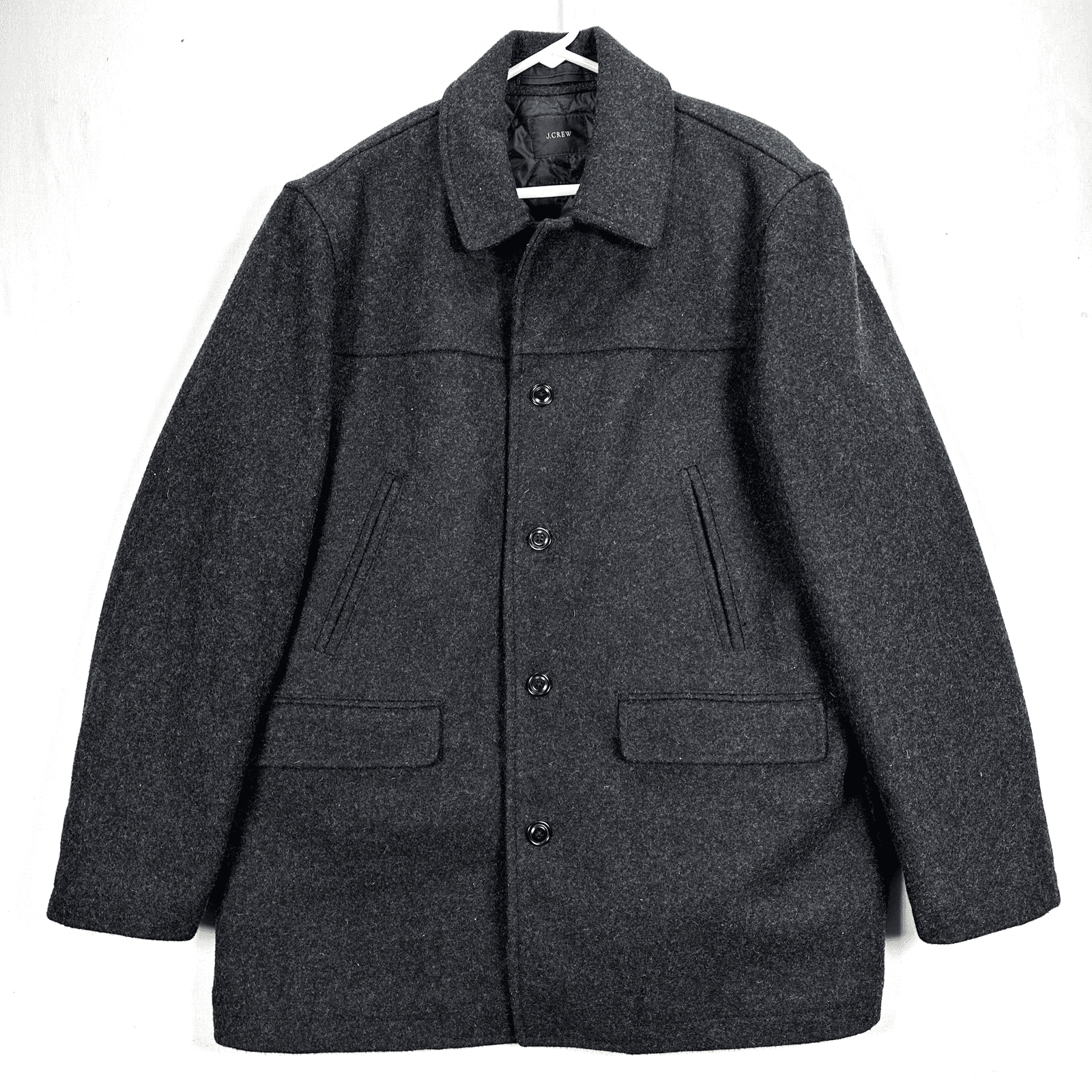 J. Crew University Coat Mens XL Black 100% Wool Thinsulate Lined Jacket EUC - Image 1
