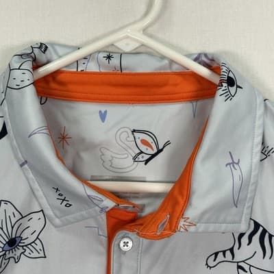 Swannies Golf Polo Shirt Mens 2XL Blue Brock Doodle Performance Short Sleeve EUC - Thumbnail 4