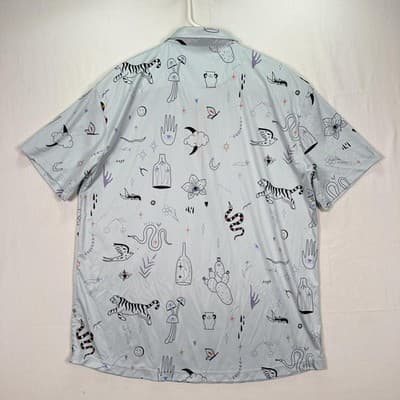 Swannies Golf Polo Shirt Mens 2XL Blue Brock Doodle Performance Short Sleeve EUC - Thumbnail 3