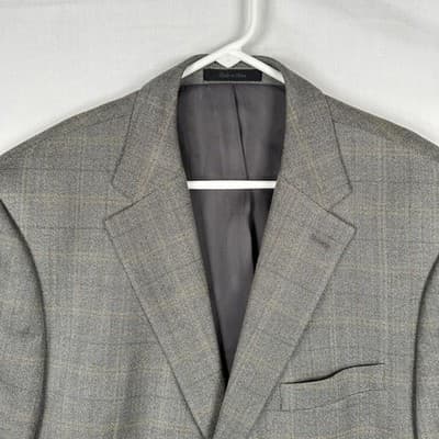 Lauren Ralph Lauren Tweed Blazer Mens 44 S Gray Herringbone Silk Wool Sport Coat - Thumbnail 2