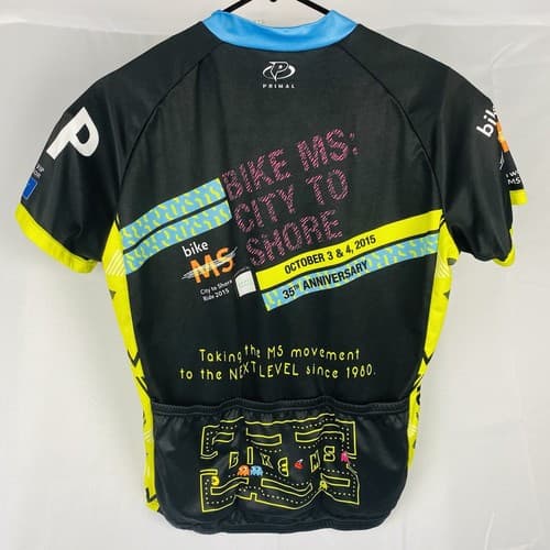 Primal 1/2 Zip Cycling Jersey Mens XL Bike The City MS 2015 Pac-Man Black - Thumbnail 2