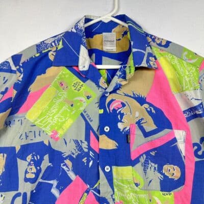 RipnDip Mens Medium Button Short Sleeve Shirt Dissidenten Print Neon Multicolor - Thumbnail 6