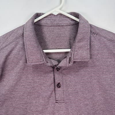 Lululemon Evolution Polo Shirt Mens XL Purple Short Sleeve Golf Lightweight EUC - Thumbnail 3