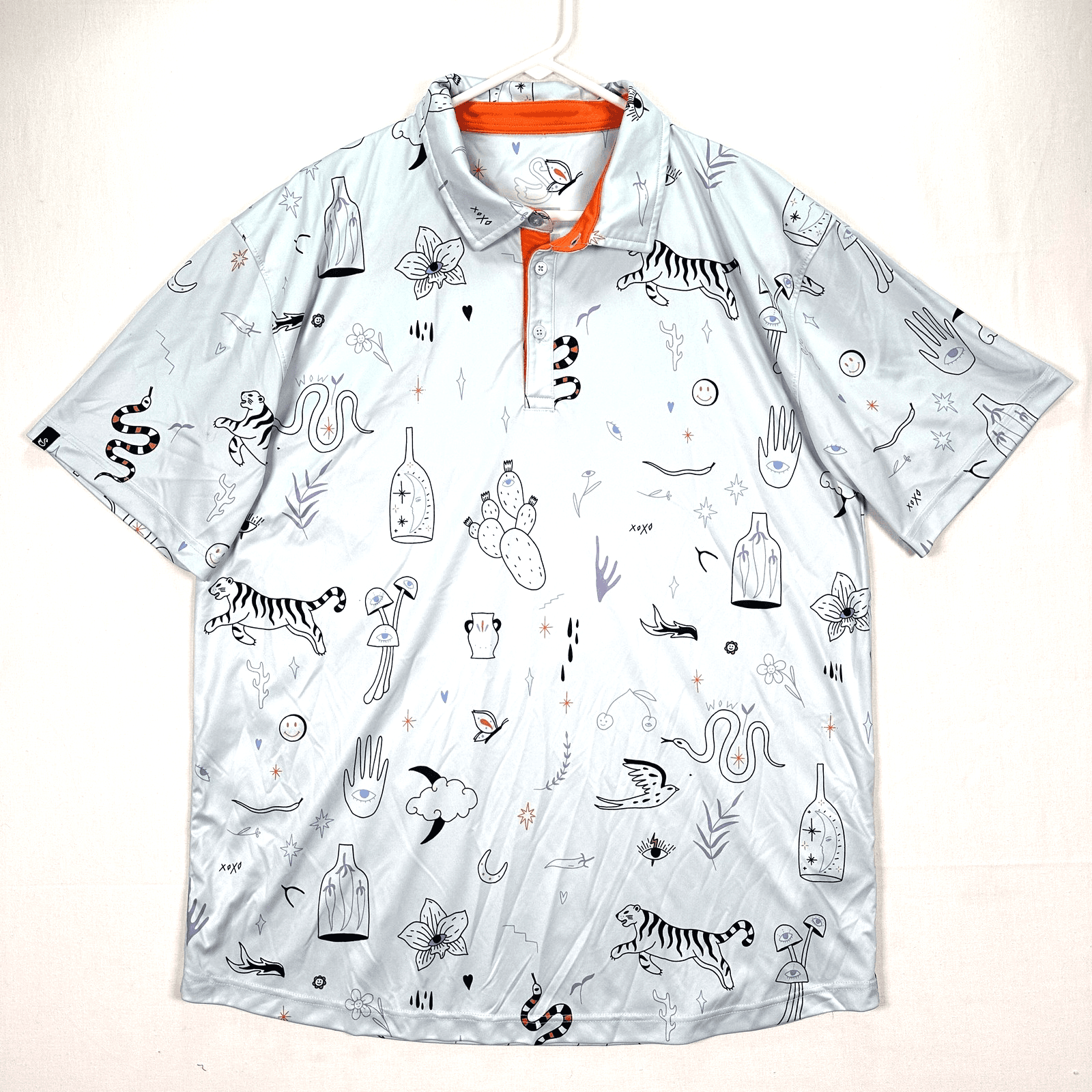 Swannies Golf Polo Shirt Mens 2XL Blue Brock Doodle Performance Short Sleeve EUC - Image 1