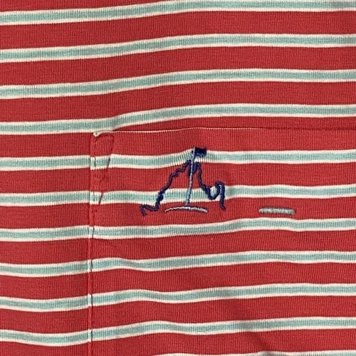 B. Draddy Golf Polo Shirt Mens Large Short Sleeve Coral Red Striped Pocket Pima - Thumbnail 8