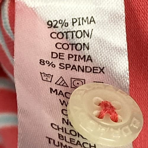 B. Draddy Golf Polo Shirt Mens Large Short Sleeve Coral Red Striped Pocket Pima - Thumbnail 11