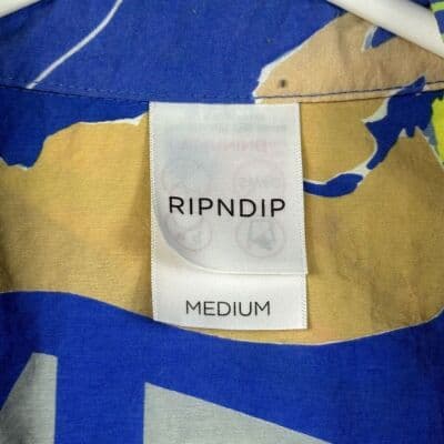RipnDip Mens Medium Button Short Sleeve Shirt Dissidenten Print Neon Multicolor - Thumbnail 8
