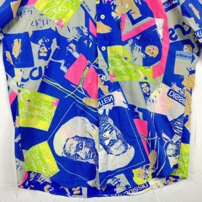 RipnDip Mens Medium Button Short Sleeve Shirt Dissidenten Print Neon Multicolor - Thumbnail 3