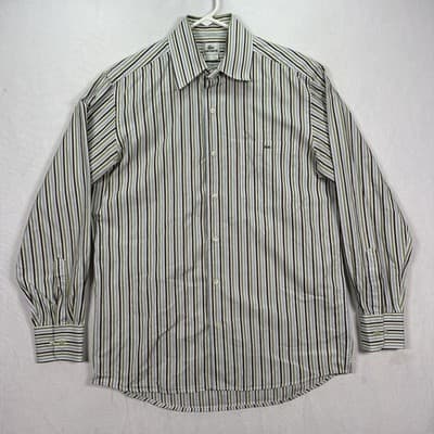 Lacoste Long Sleeve Shirt Mens 40 Medium Multicolor Striped Button Up Cotton - Thumbnail 2