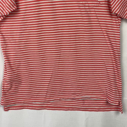 B. Draddy Golf Polo Shirt Mens Large Short Sleeve Coral Red Striped Pocket Pima - Thumbnail 5