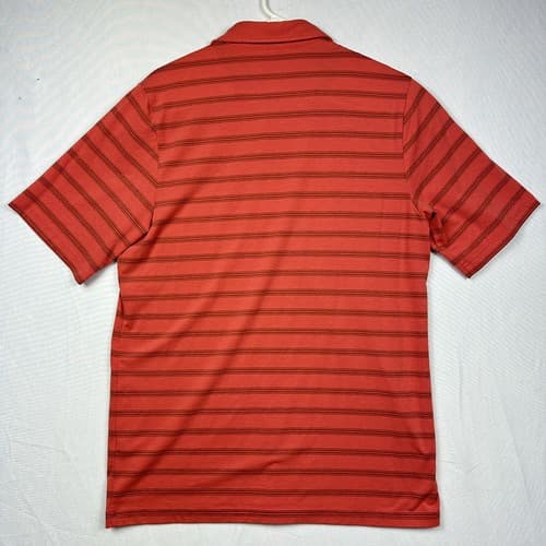 Criquet Mens Medium Golf Polo Shirt Pima Cotton Red Striped Short Sleeve Pocket - Thumbnail 3