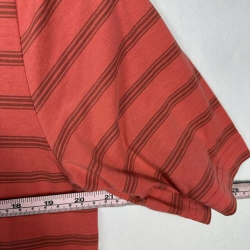 Criquet Mens Medium Golf Polo Shirt Pima Cotton Red Striped Short Sleeve Pocket - Thumbnail 10
