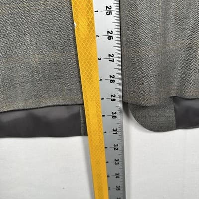 Lauren Ralph Lauren Tweed Blazer Mens 44 S Gray Herringbone Silk Wool Sport Coat - Thumbnail 4