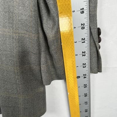Lauren Ralph Lauren Tweed Blazer Mens 44 S Gray Herringbone Silk Wool Sport Coat - Thumbnail 5