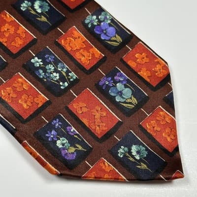 Ermenegildo Zegna 100% Silk Tie Mens Multicolor Floral Necktie 3.75" x 58" - Thumbnail 3