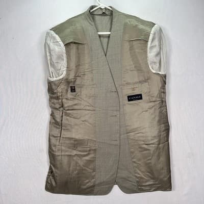 Canali Blazer Mens 46 R Beige Super 120s Wool Sport Coat Suit Jacket 3-Btn Italy - Thumbnail 8
