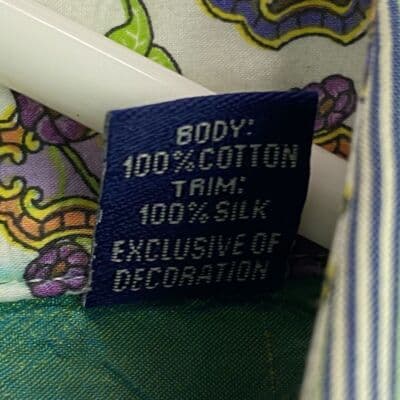 Robert Graham Blue Green Striped Shirt Mens Medium Geometric Flip Cuff Silk Trim - Thumbnail 10