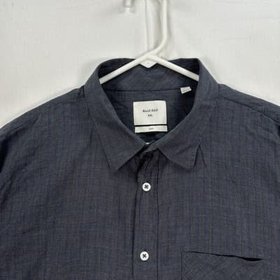 Billy Reid Shirt Mens 2XL Dark Gray Button Front Long Sleeve Slim Fit Italy - Thumbnail 3
