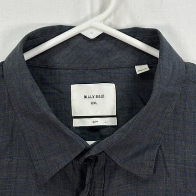 Billy Reid Shirt Mens 2XL Dark Gray Button Front Long Sleeve Slim Fit Italy - Thumbnail 4