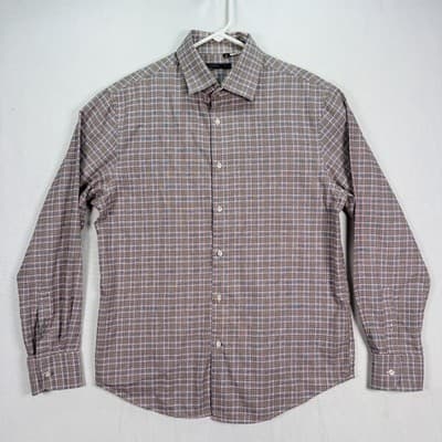 Ems Mason's Shirt Mens Medium Gray Pink Plaid Button Up Long Sleeve 100% Cotton - Thumbnail 2