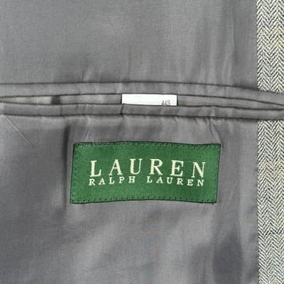 Lauren Ralph Lauren Tweed Blazer Mens 44 S Gray Herringbone Silk Wool Sport Coat - Thumbnail 9