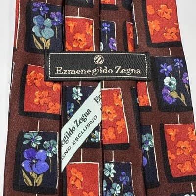 Ermenegildo Zegna 100% Silk Tie Mens Multicolor Floral Necktie 3.75" x 58" - Thumbnail 4