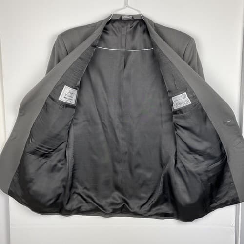 Luigi Cardini Tessuto Marzotto Mens 44 R Gray Wool Blazer Suit Jacket Made Italy - Thumbnail 4