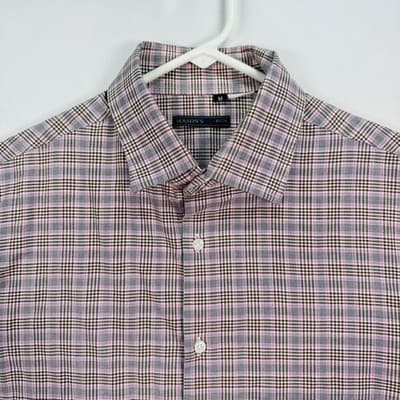 Ems Mason's Shirt Mens Medium Gray Pink Plaid Button Up Long Sleeve 100% Cotton - Thumbnail 4